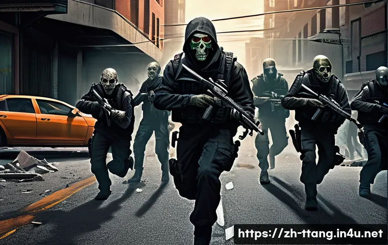 탕탕특공대 주요 적의 패턴 분석 - **Prompt 1: Urban Zombie Swarm Survival**
    "A lone special agent, gender-neutral, wearing sleek, ...