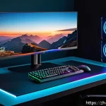 탕탕특공대 그래픽 옵션 설정법 - A modern gaming setup showcasing a high-resolution monitor displaying a vibrant, detailed game scene...
