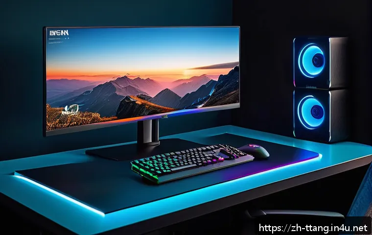 탕탕특공대 그래픽 옵션 설정법 - A modern gaming setup showcasing a high-resolution monitor displaying a vibrant, detailed game scene...