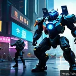 탕탕특공대 빠른 진행을 위한 팁 - A dynamic scene of a futuristic squad in a high-tech battlefield, showcasing diverse characters in d...